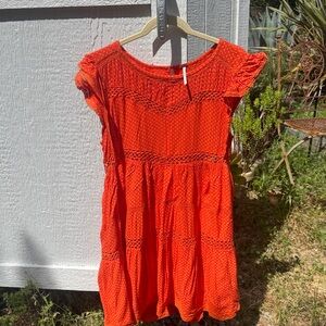 Free people Ruffle, tiered orange summer dress